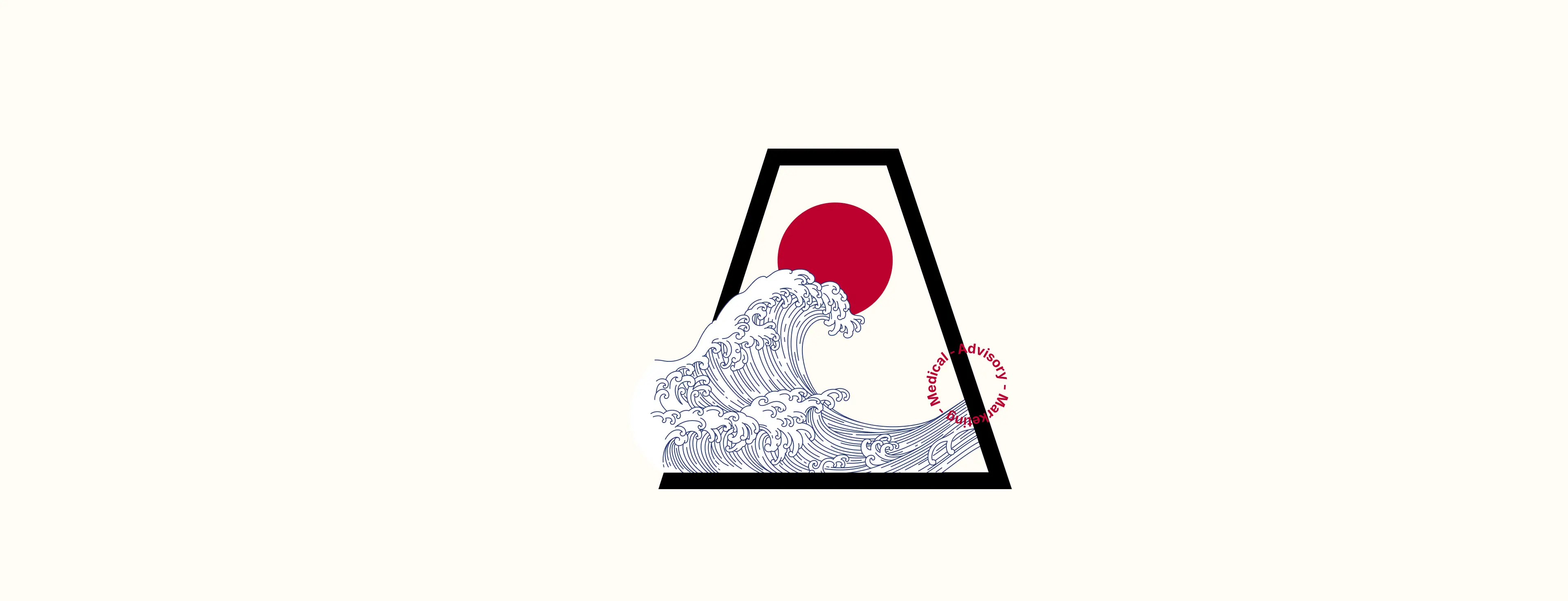 Image showing illustrated great wave and red sun in Avalere Health A-frame